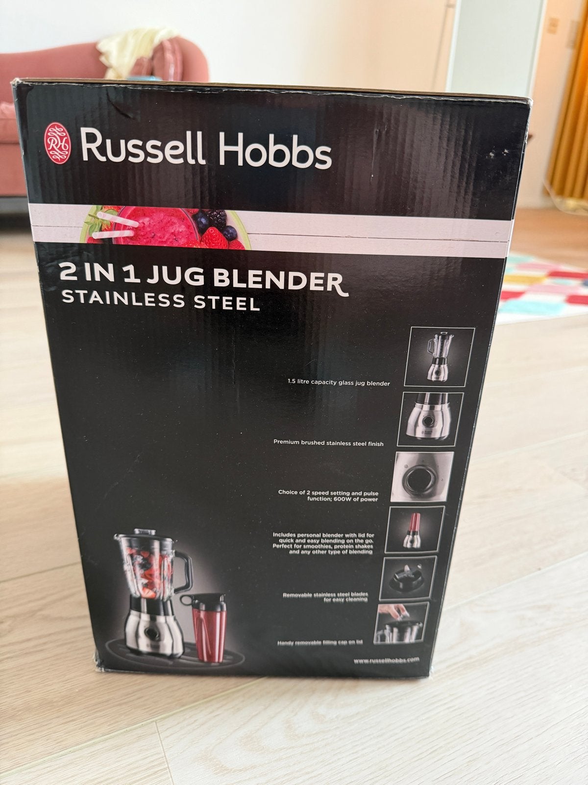 Russell Hobbs 2-in-1 Blender RVS - 1.5L kan & To-Go fles, Witgoed en Apparatuur, Blenders, Ophalen, Zo goed als nieuw, Blender