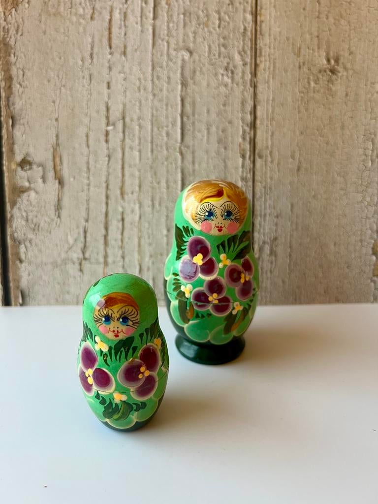 Matroesjka (nesting dolls) hout vintage (2x), Ophalen of Verzenden