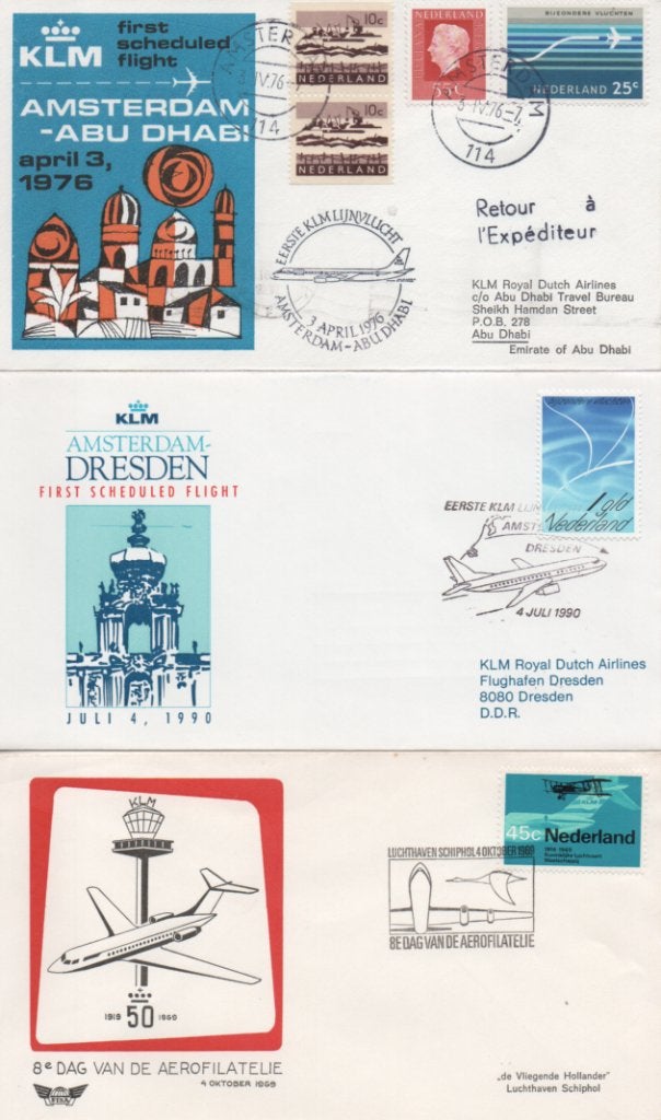 F175 Nederland 5 luchtpost enveloppen, Verzenden, Na 1940, Postfris