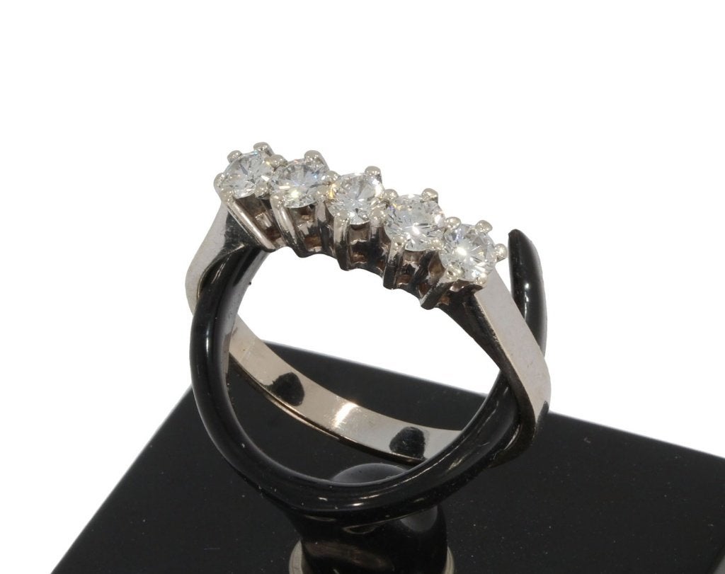 Diamanten 14k gouden rij alliance dames ring briljant fraai, 18 tot 19, Voordeelsieraden, Verzenden, Zo goed als nieuw