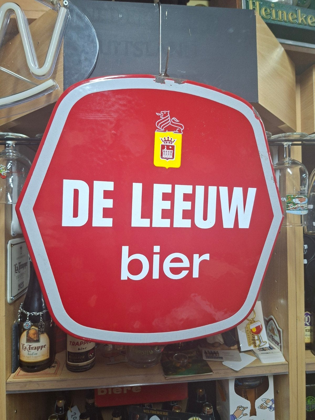 Vintage De Leeuw Bier Emaille Bord - Uniek Verzamelobject, Ophalen of Verzenden