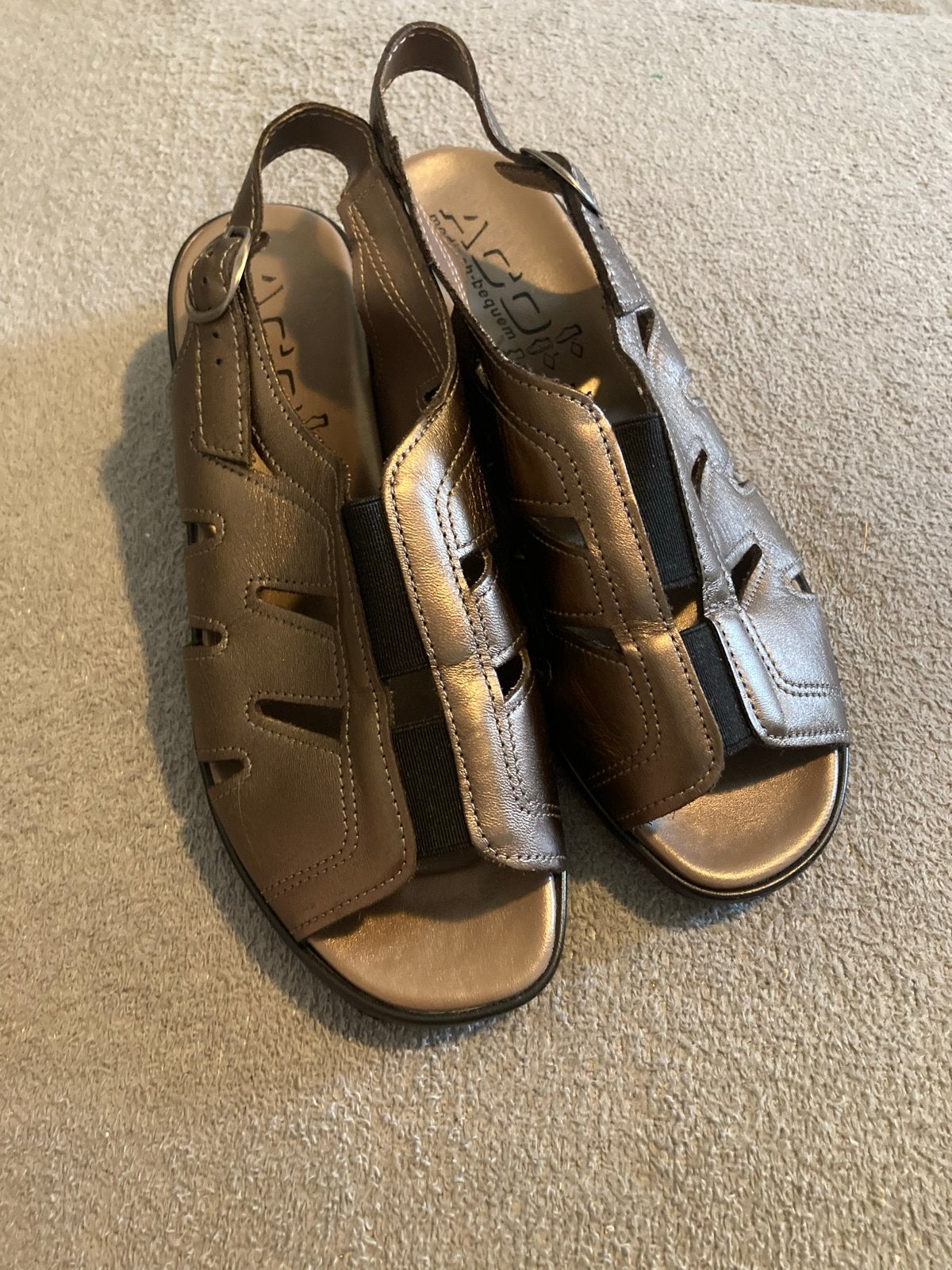 Sandalen Maat 37 | Metaalkleurig  | ACO Germany |, Zwart, Zo goed als nieuw, Sandalen of Muiltjes, Ophalen of Verzenden