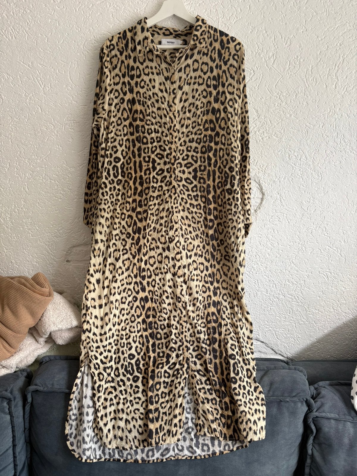 Notshy cashmere jurk leopard M, Maat 38/40 (M), Bruin, Ophalen of Verzenden, Zo goed als nieuw