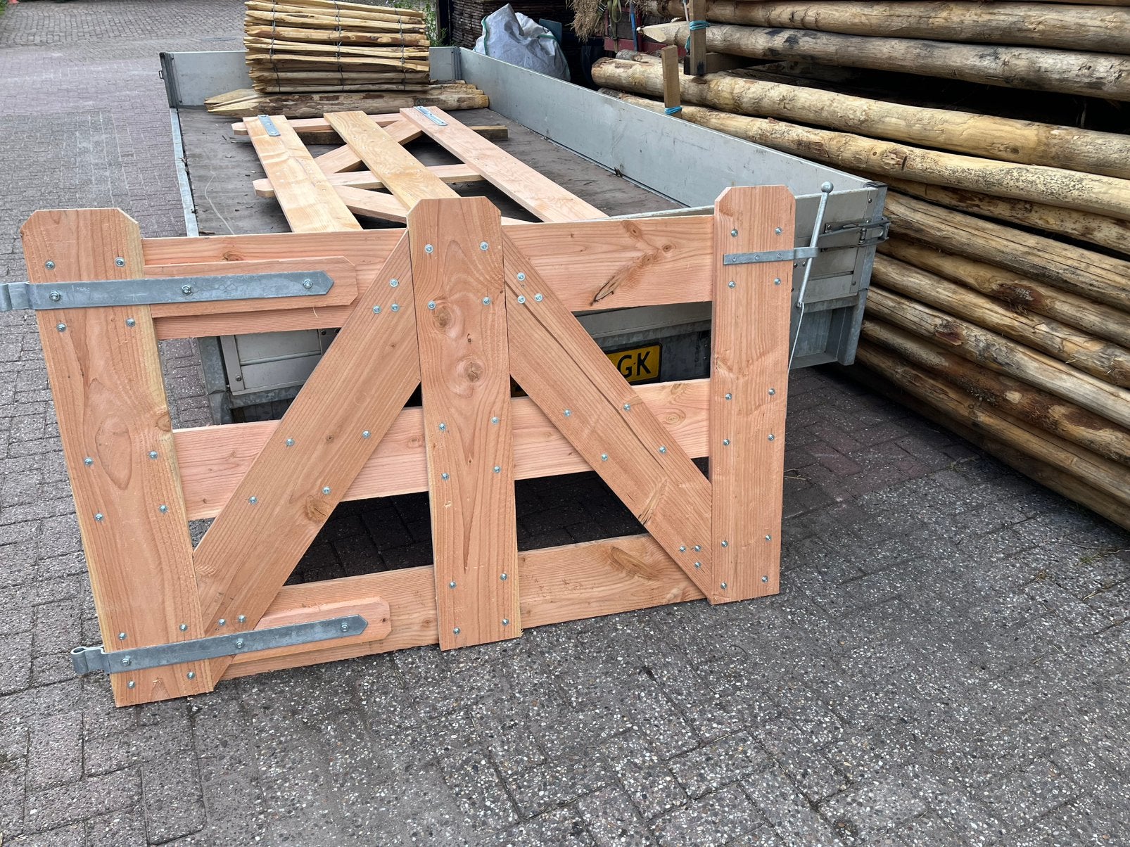 Poort tuinhek Boerenlandhek erfscheiding hout natuurlijk, Tuin en Terras, Tuinhekken en Hekwerk, Met poort, Gerard Krale, Nieuw