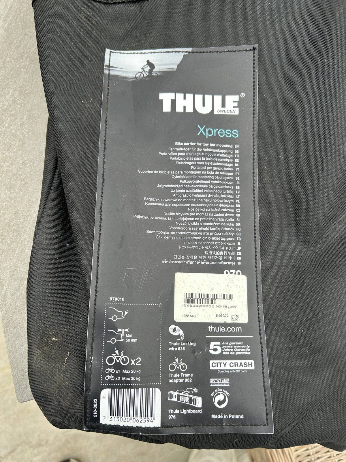 Thule Xpress 970 Fietsendrager voor 2 fietsen, Ophalen, 2 fietsen, Zo goed als nieuw, Trekhaakdrager