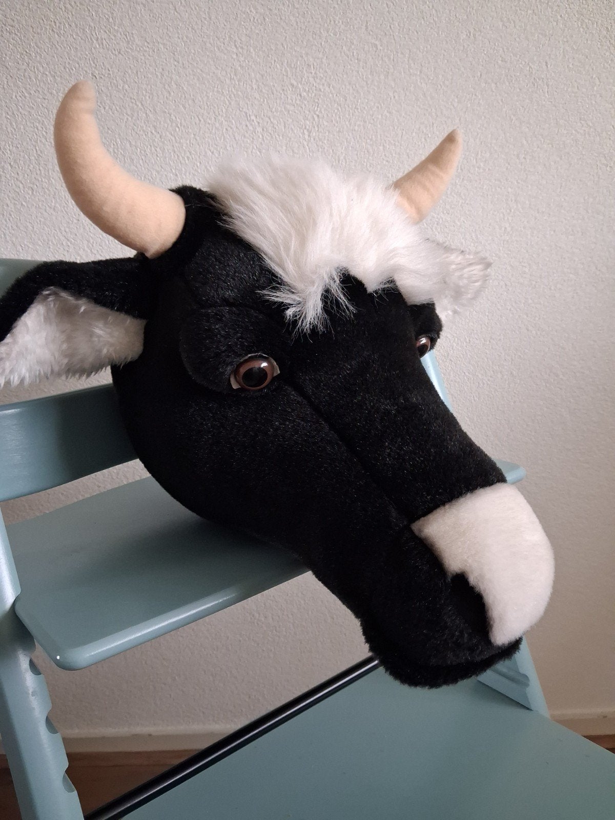 Knuffel Koeienkop om aan muur te hangen, Ophalen, Zo goed als nieuw, Zwart, Koe