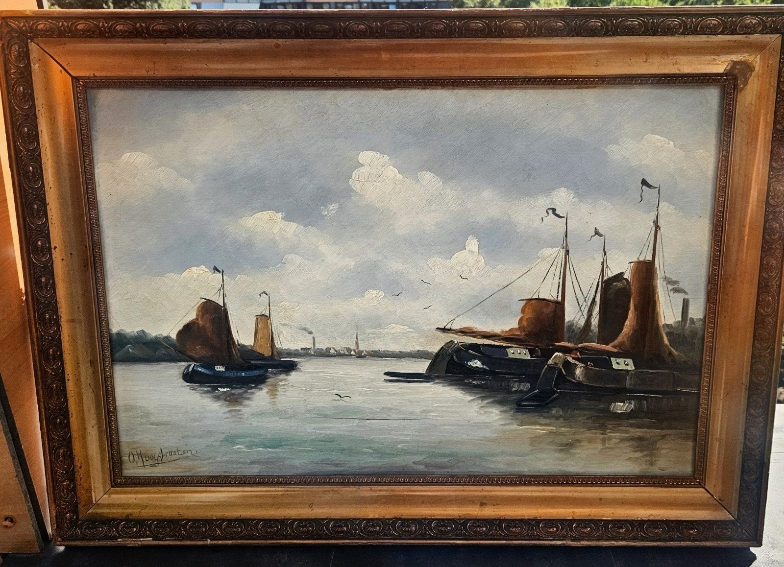 OudMARITIEM Haven ZeeGezichT paneel, 75x53 cmGESIGN L/O/, Antiek en Kunst, Kunst | Schilderijen | Klassiek, Ophalen, Oud hollands