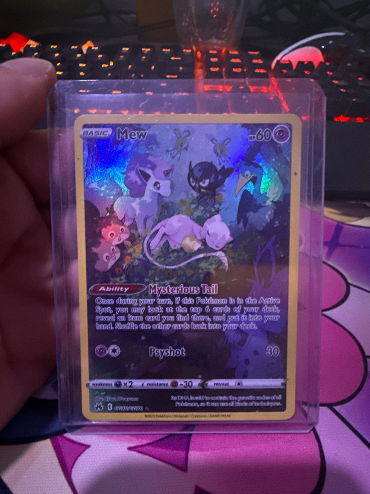 Mew Full Art Pokémon Kaart - Zeldzaam en Prachtig!, Ophalen, Zo goed als nieuw, Losse kaart, Foil
