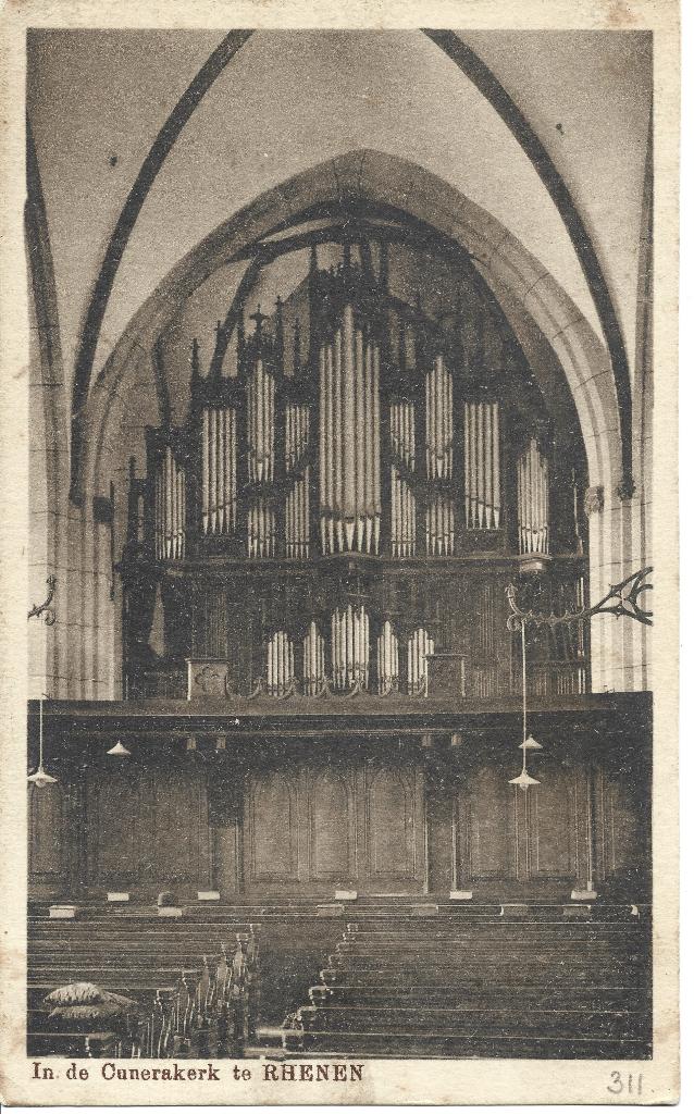 Rhenen Cunerakerk interieur orgel, Ophalen of Verzenden, 1920 tot 1940, Ongelopen, Utrecht