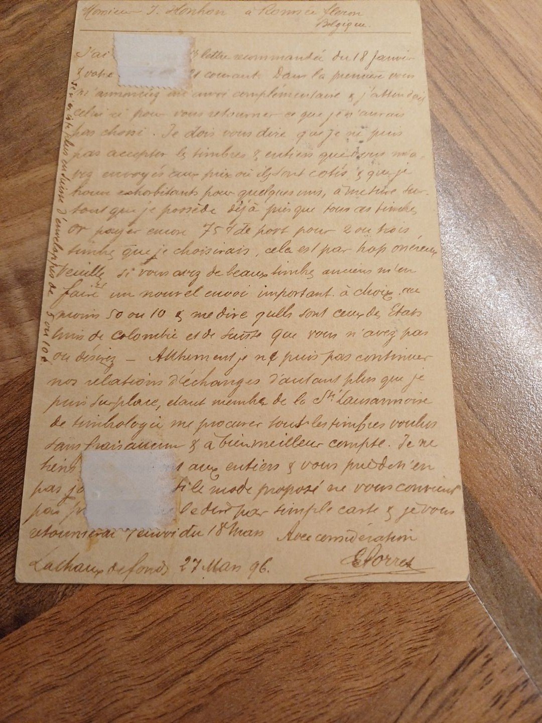 Oude Postkaart: 'Postkarte' met stempels uit 1896, Ophalen of Verzenden, Voor 1920, Gelopen