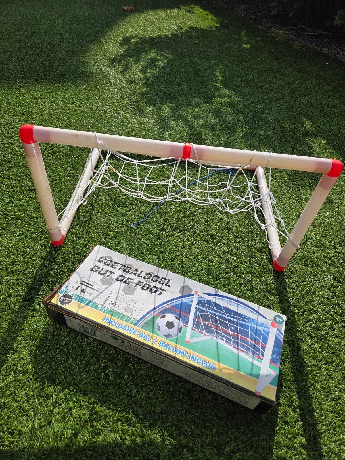 Voetbaldoel met doos zonder bal, Maat XL, Ophalen of Verzenden, Zo goed als nieuw, Set