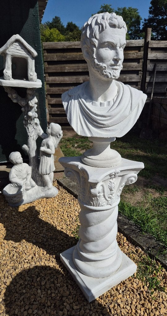 Beton borstbeeld 60hoog met zuil, Tuin en Terras, Ophalen of Verzenden, Nieuw, Beton, Mensenbeeld