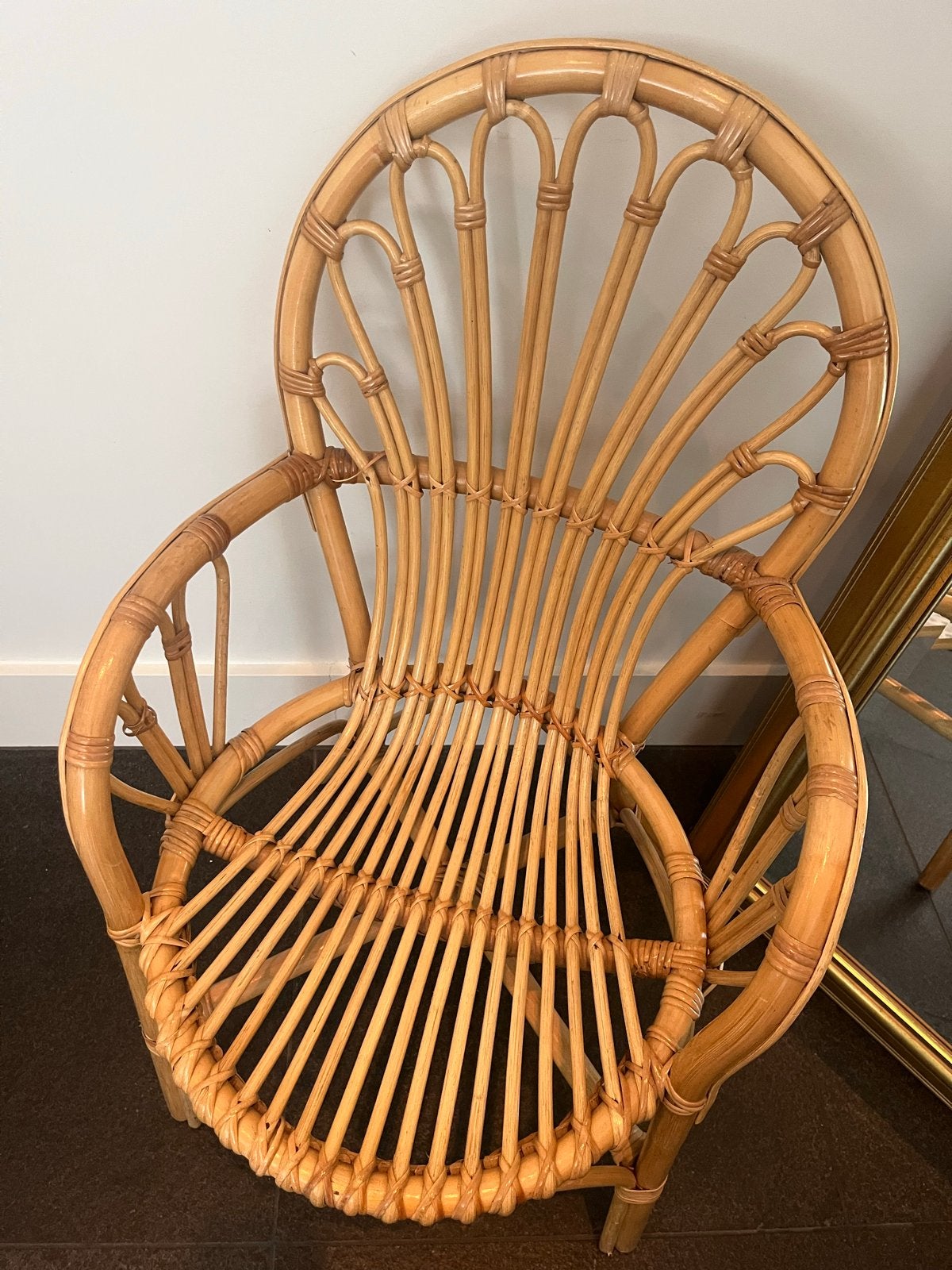 Vintage Rotan Stoel, Huis en Inrichting, Stoelen, Ophalen, Gebruikt, Bruin, Riet of Rotan