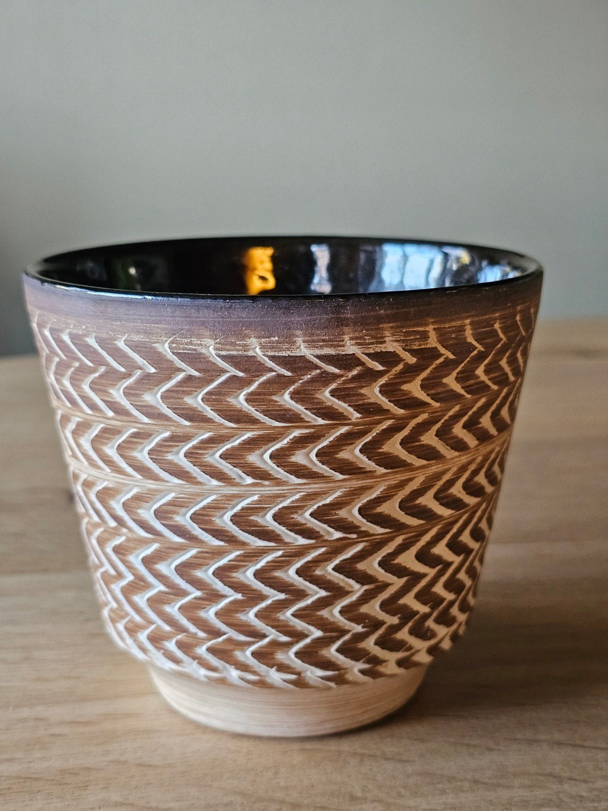 Vintage bloempot / cache-pot – Duits keramiek, Gebruikt, Rond, Binnen, Ophalen of Verzenden