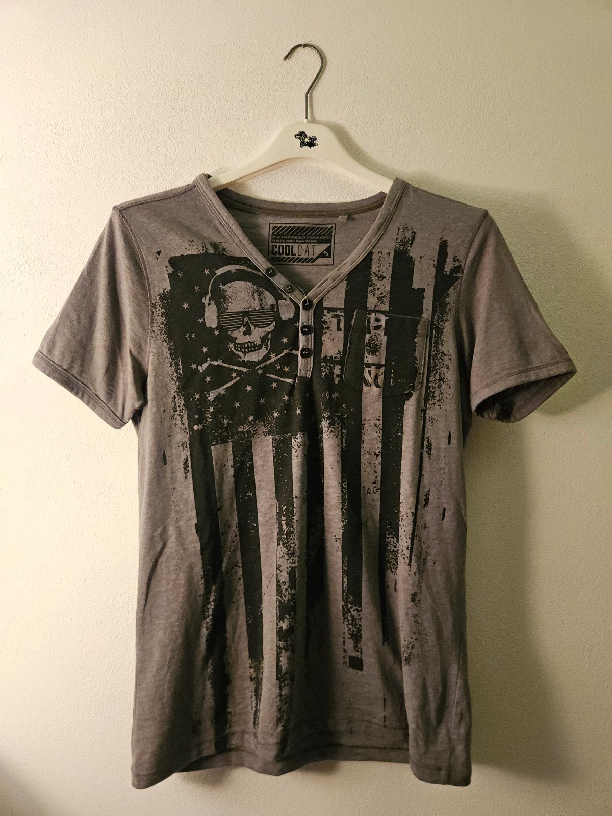 Coolcat T-shirt met skull print en Amerikaanse vlag, Kleding | Heren, T-shirts, Maat 48/50 (M), Ophalen of Verzenden, Coolcat