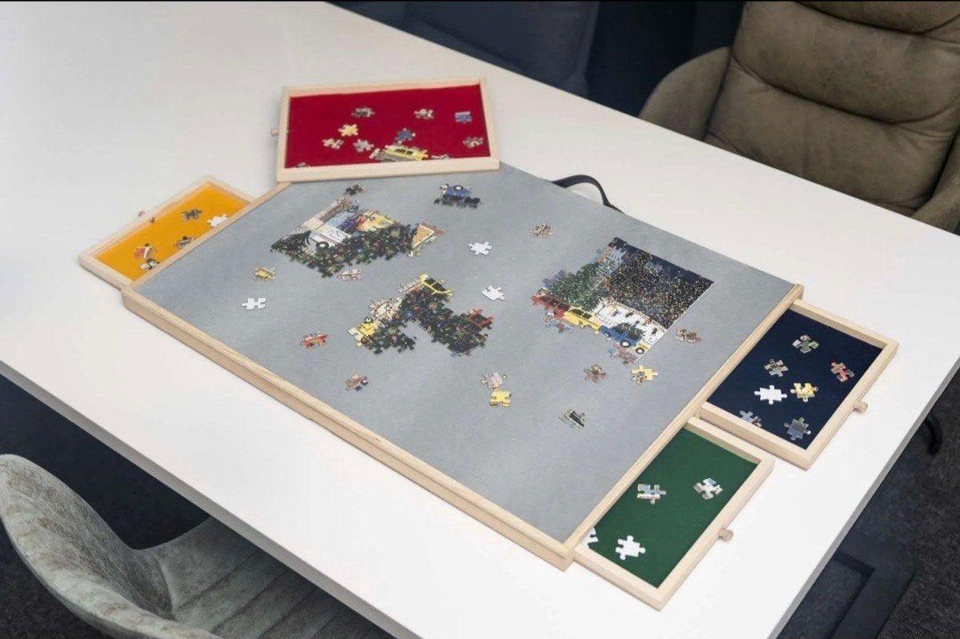 Luxe Houten Puzzel Organizer met Vilt en Kantelfunctie, Ophalen of Verzenden, Minder dan 500 stukjes, Nieuw, Overige typen
