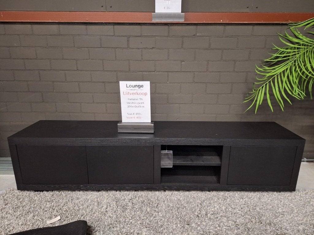 Helsinki tv meubel Eleonora zwart, Ophalen, Eikenhout, Nieuw, 200 cm of meer