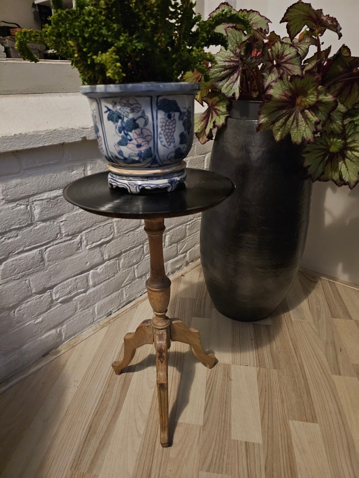 Bijzettafeltje / plantentafeltje met LP's, Ophalen, Minder dan 55 cm, Rond, 60 cm of meer