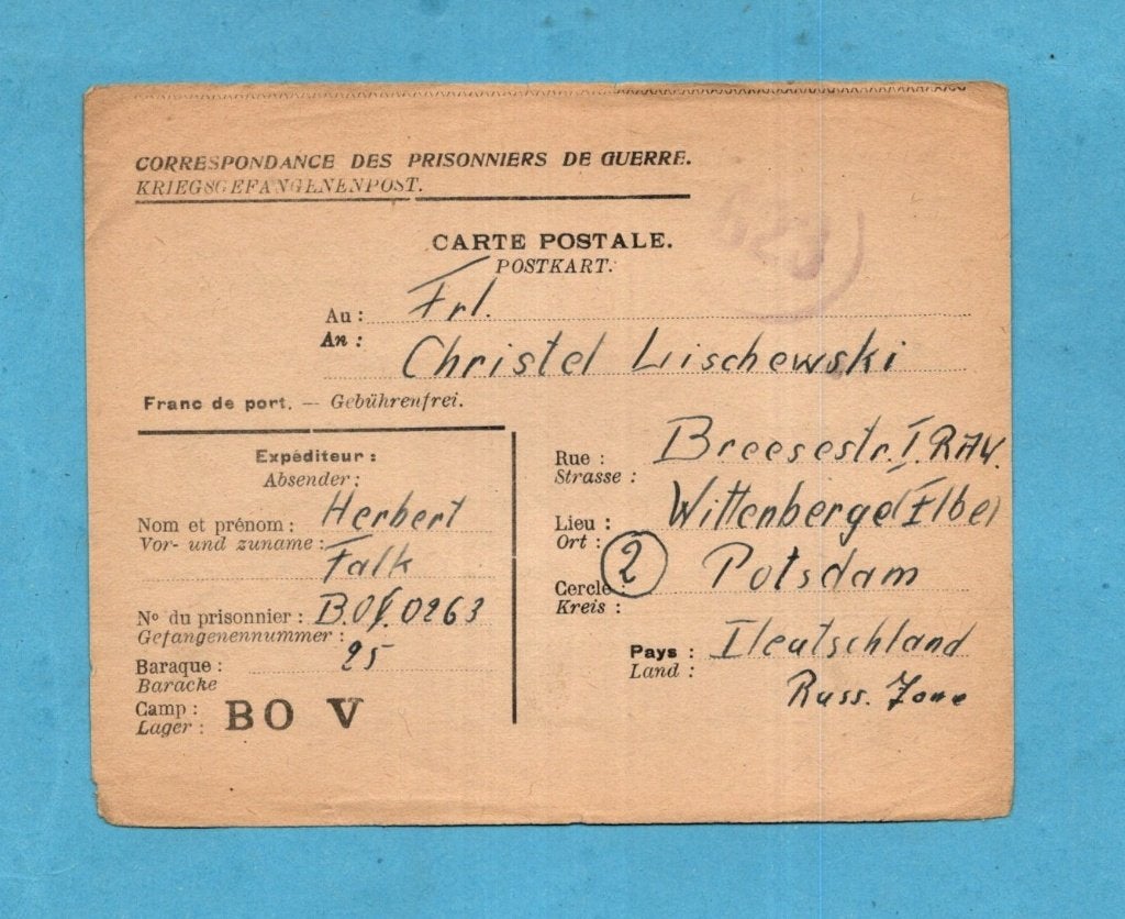 Krijgsgevangenenpost - WO2 - 1947  --  Q087, Ophalen of Verzenden, Gestempeld