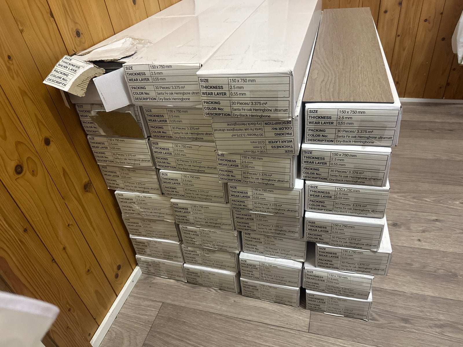 Visgraat vloer - 30 dichte pakken en 1 open pak, Ophalen, Kunststof, 50 tot 150 cm, Nieuw