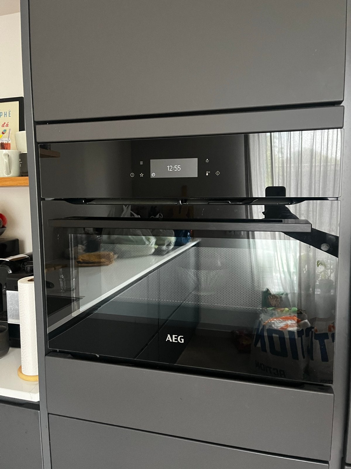 AEG Combi-oven - Inbouw - Zwart, Ophalen, Gebruikt, Combi-oven, Inbouw