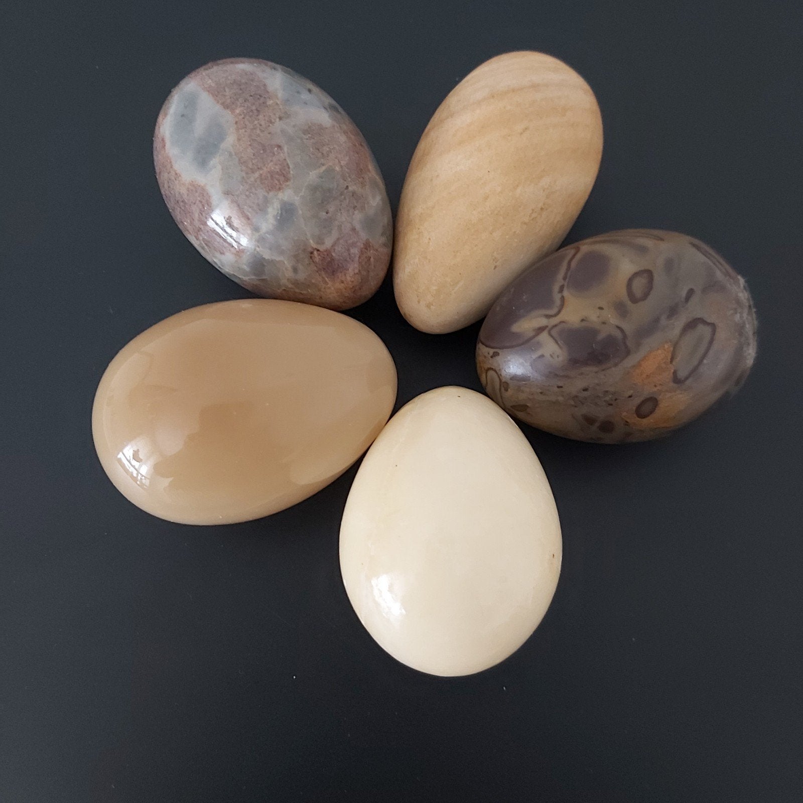 5 Mooie marmeren eieren, Ophalen of Verzenden, Mineraal