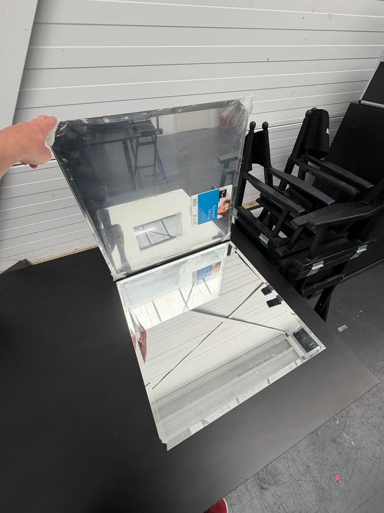 2x Plieger spiegel, Ophalen, Vierkant, Zo goed als nieuw, Minder dan 100 cm