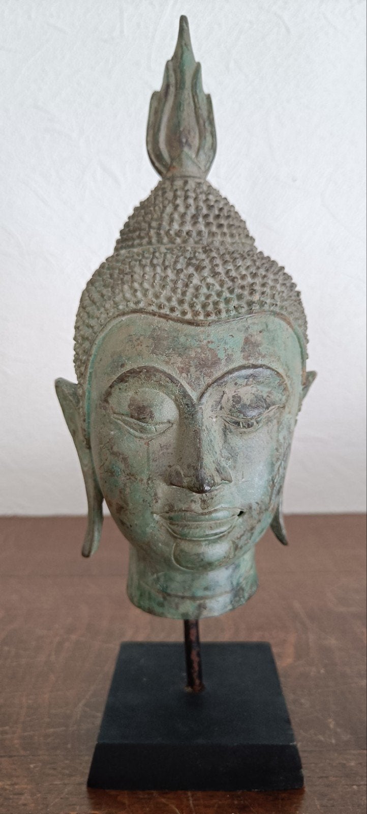 Oud bronzen Bouddha hoofd., Ophalen of Verzenden