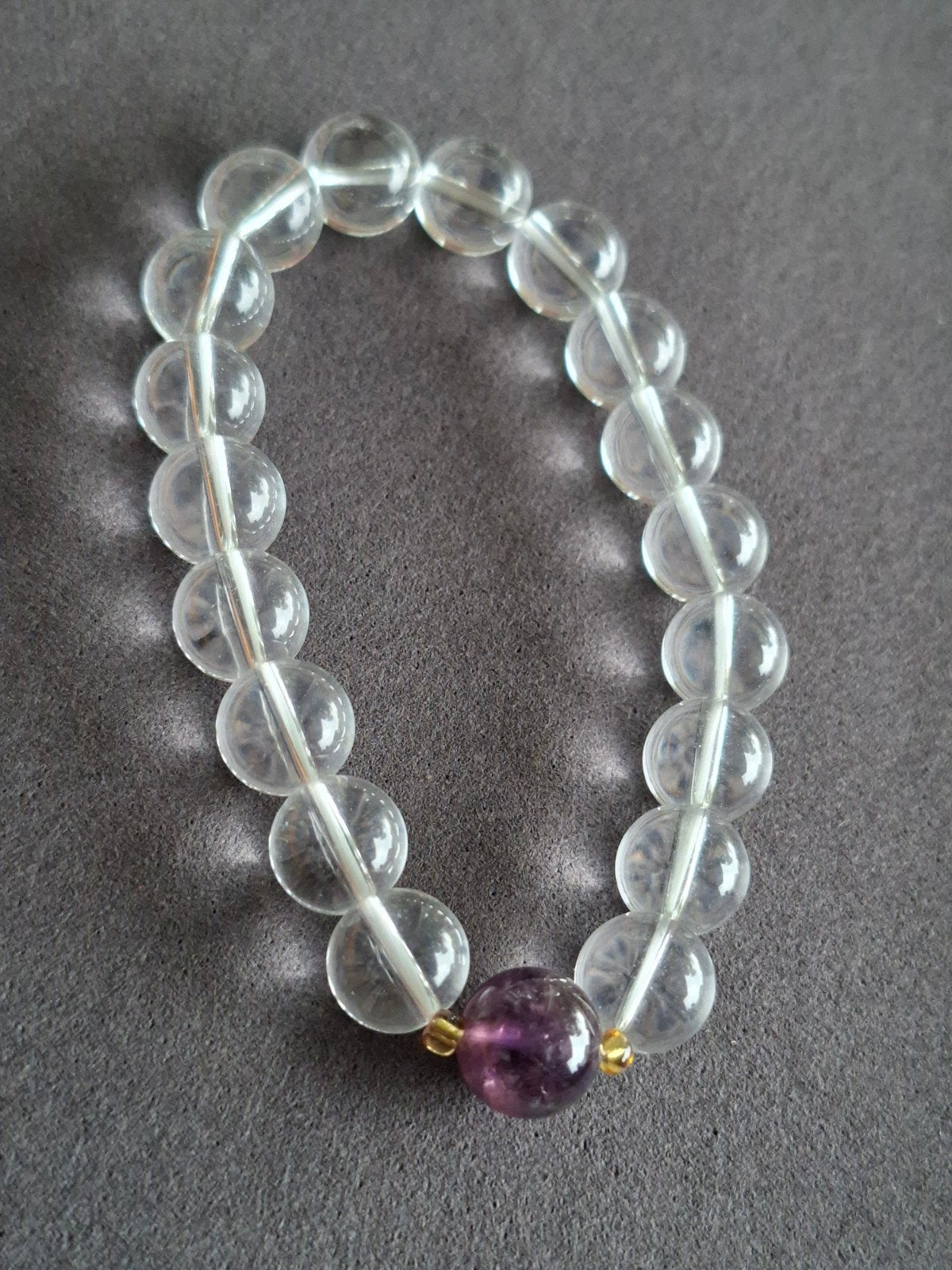 Armband met helder kwarts en amethist, Sieraden, Tassen en Uiterlijk, Overige materialen, Paars, Nieuw, Ophalen of Verzenden