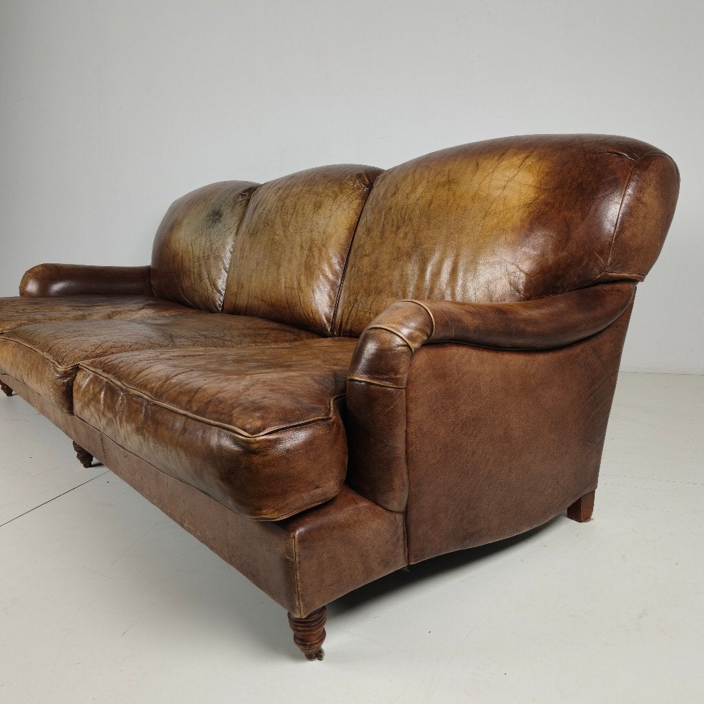 Engelse Howard & Sons style Leren Sofa – 20e eeuws, Ophalen of Verzenden