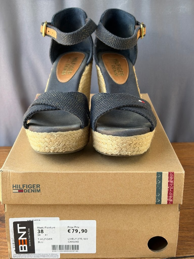 Tommy Hilfiger sleehaksandalen , espadrilles maat: 38, Blauw, Nieuw, Ophalen of Verzenden, Schoenen met hoge hakken