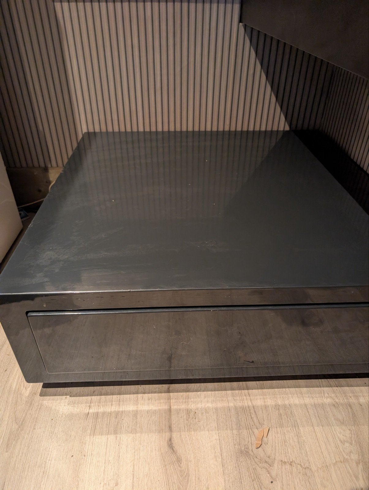 Zwart vierkant hoogglans tafel 100x100 cm, Ophalen, Overige materialen, Gebruikt, Vierkant