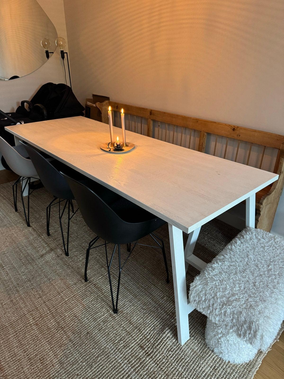 VT wonen eettafel met houten blad 80x220, Huis en Inrichting, Ophalen, Gebruikt, 200 cm of meer, 50 tot 100 cm