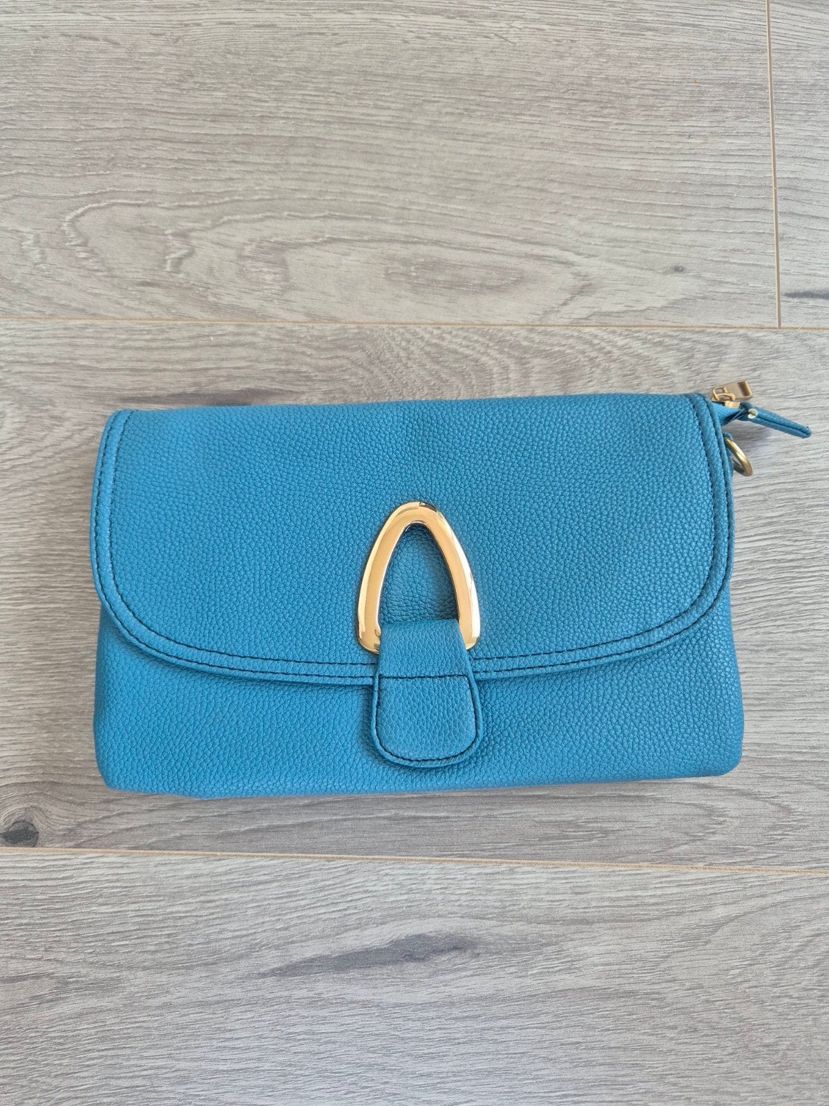 Mooie blauwe tas / clutch met gouden details – excl. band, Ophalen of Verzenden, Zo goed als nieuw, Blauw, Schoudertasje