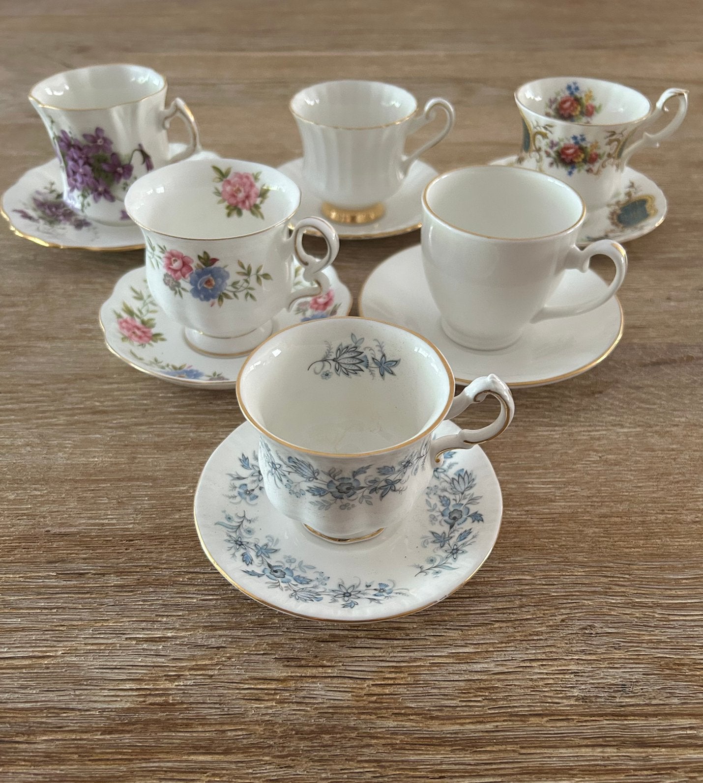 6x kop en schotel, Royal Albert, Ascot, Grafton etc., Ophalen of Verzenden