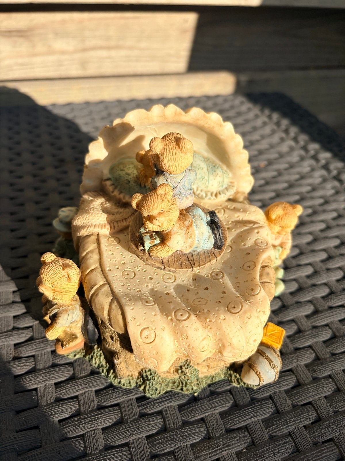 Vintage Muziekdoosje met Beren in Bed - Pastelkleuren, Ophalen, Gebruikt