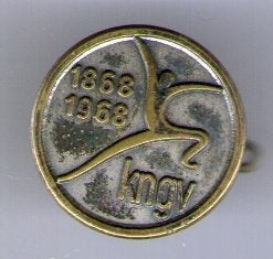 K.N.G.V. 1868 - 1968 zilverkleurig broche ( Y_187), Verzamelen, Ophalen of Verzenden, Zo goed als nieuw, Sport, Speldje of Pin
