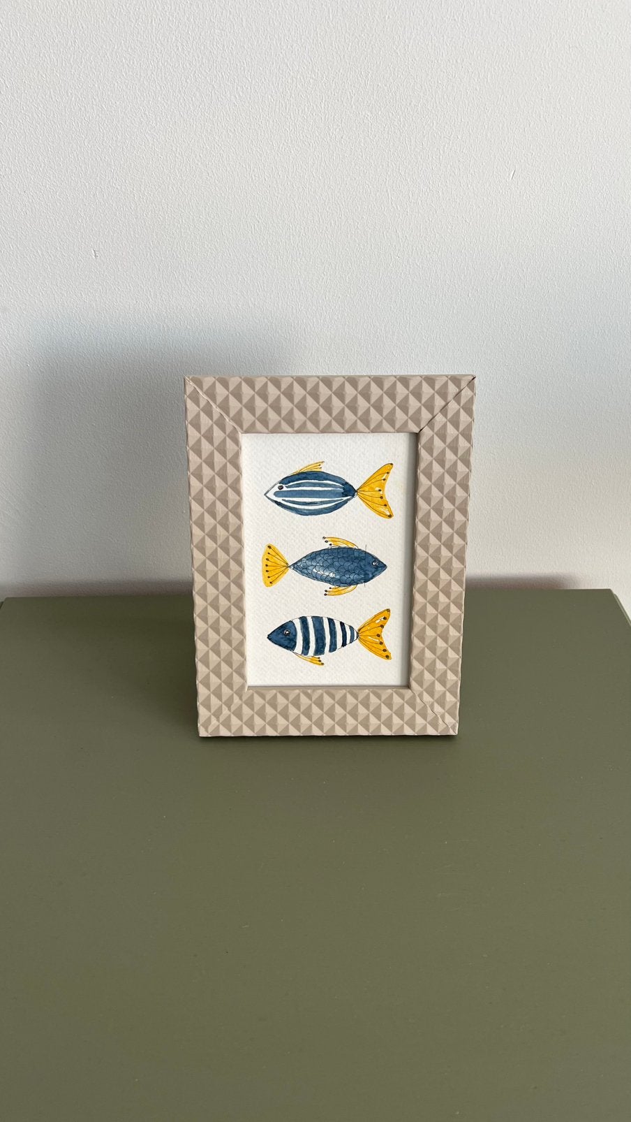 Uniek Aquarel | Vissen | Gerestylde lijst, Antiek en Kunst, Ophalen of Verzenden, Achter glas, Aquarel, Dieren