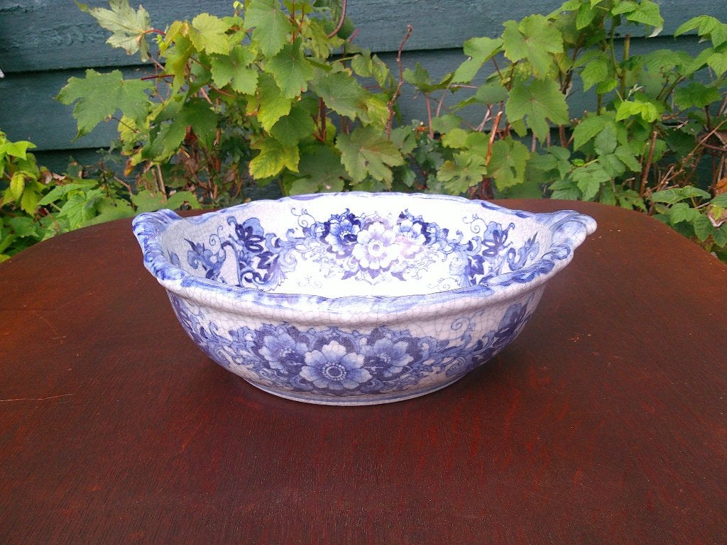 blauwe schaal - chinese schaal - fruitschaal, Ophalen of Verzenden