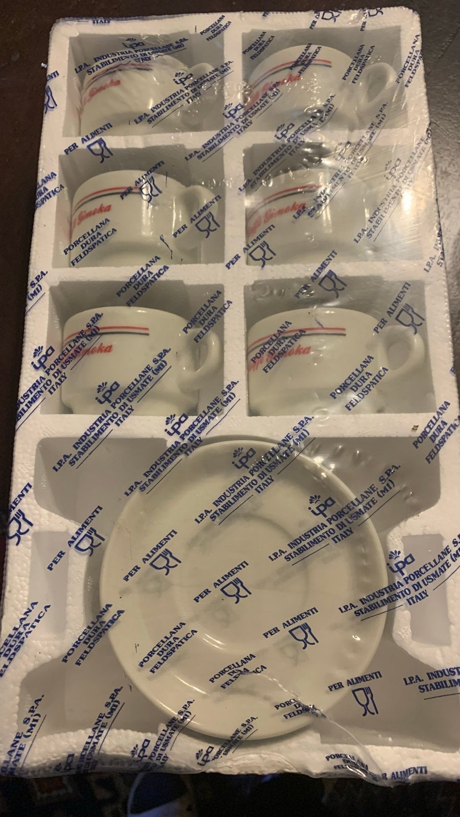 Gimoka Espresso kopjes met schotels - Nieuw in verpakking, Ophalen of Verzenden, Nieuw, Porselein, Kop(pen) en/of Schotel(s)