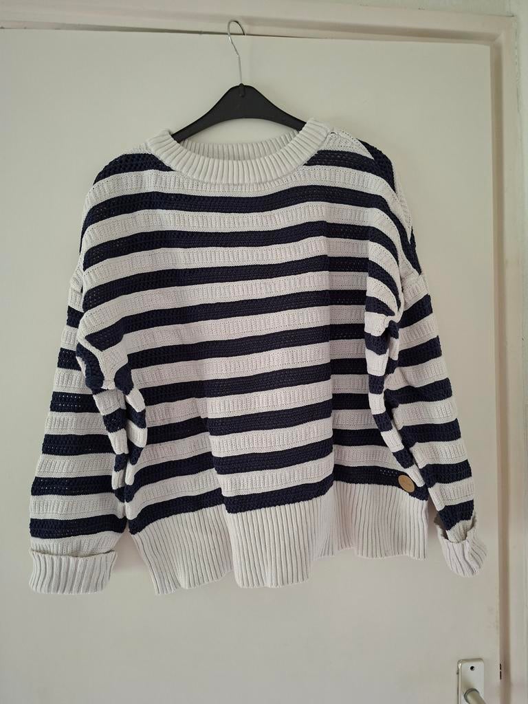 Bonprix katoen gestreepte trui - Maat 44/46, Kleding | Dames, Bonprix, Ophalen of Verzenden, Zo goed als nieuw, Blauw