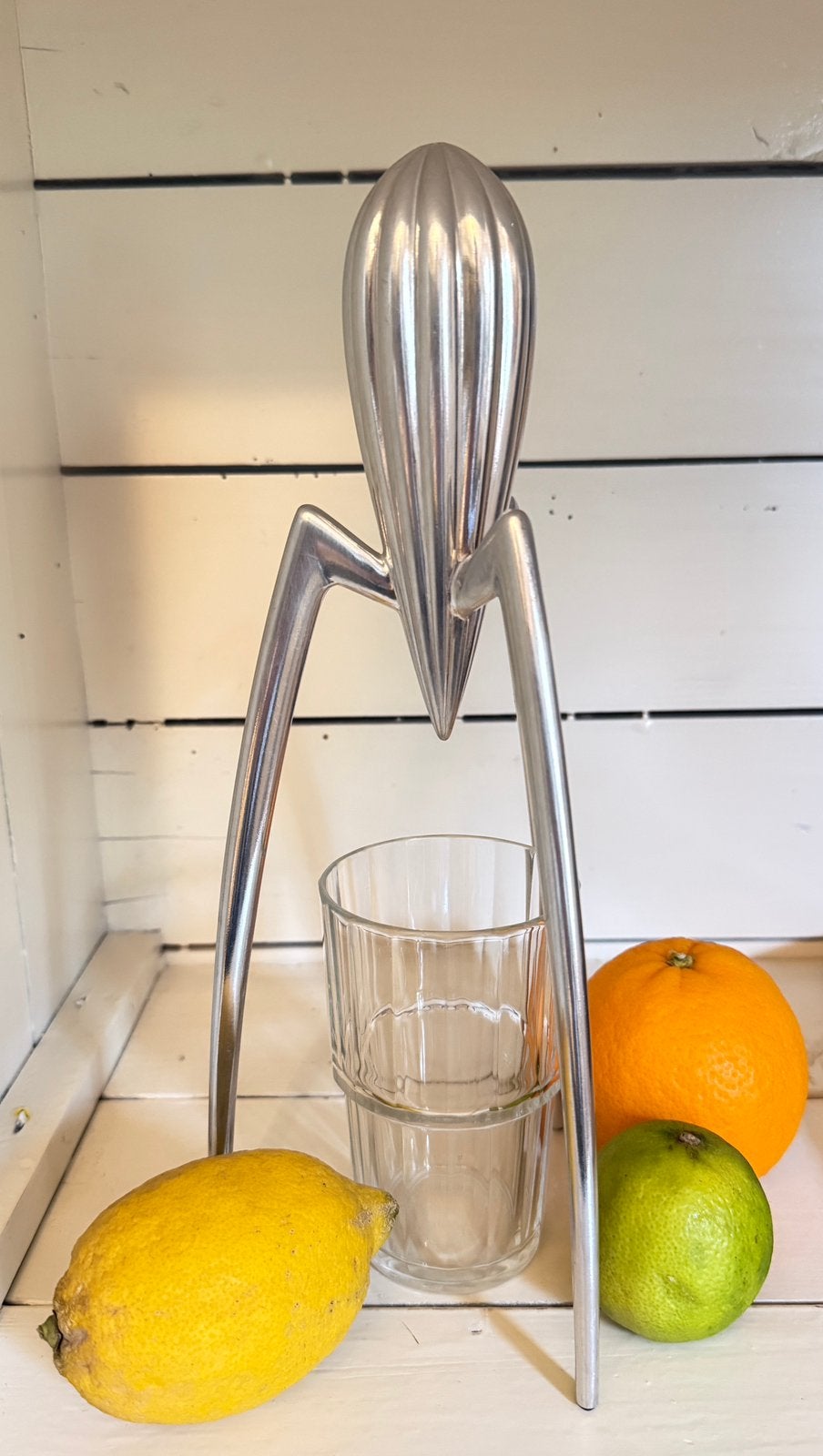 Fruitpers van Alessi, vintage design citruspers, retro, Ophalen, Zilver, Overige typen, Gebruikt