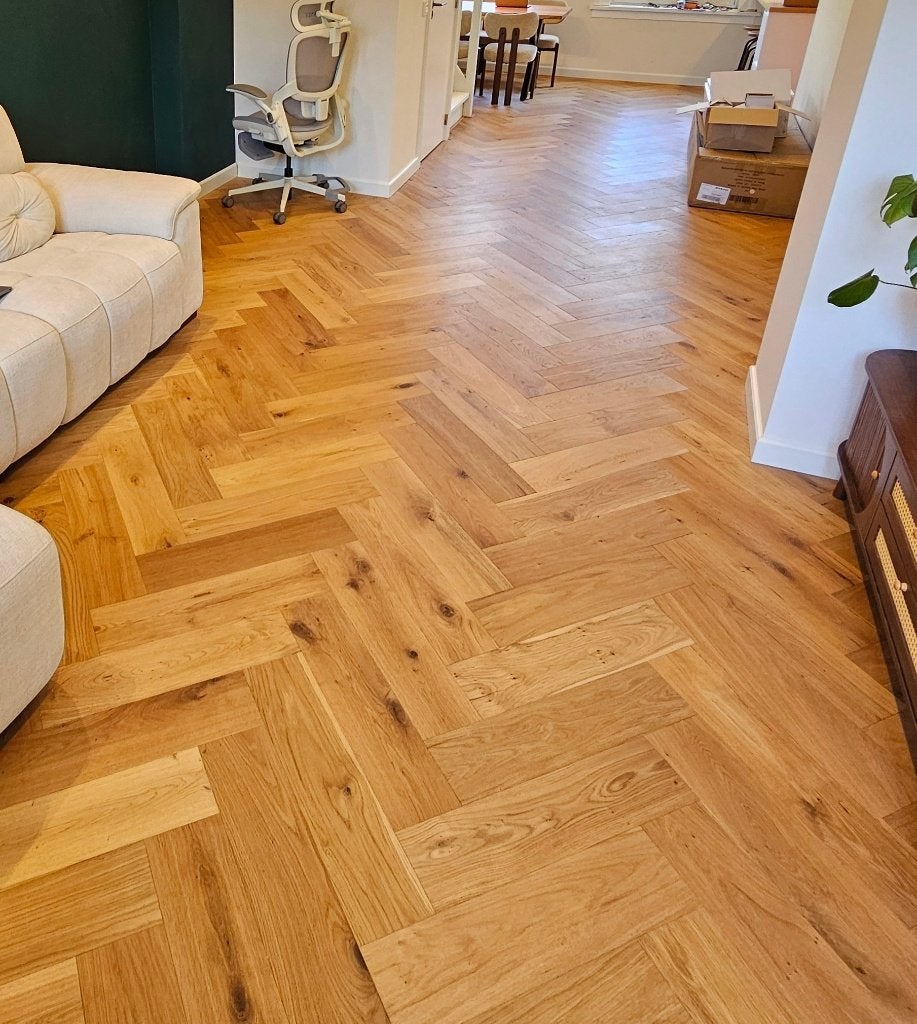 Multiplank Eiken Visgraat - Natural, Doe-het-zelf en Verbouw, 50 tot 150 cm, Nieuw, 10 m² of meer, 10 tot 30 cm
