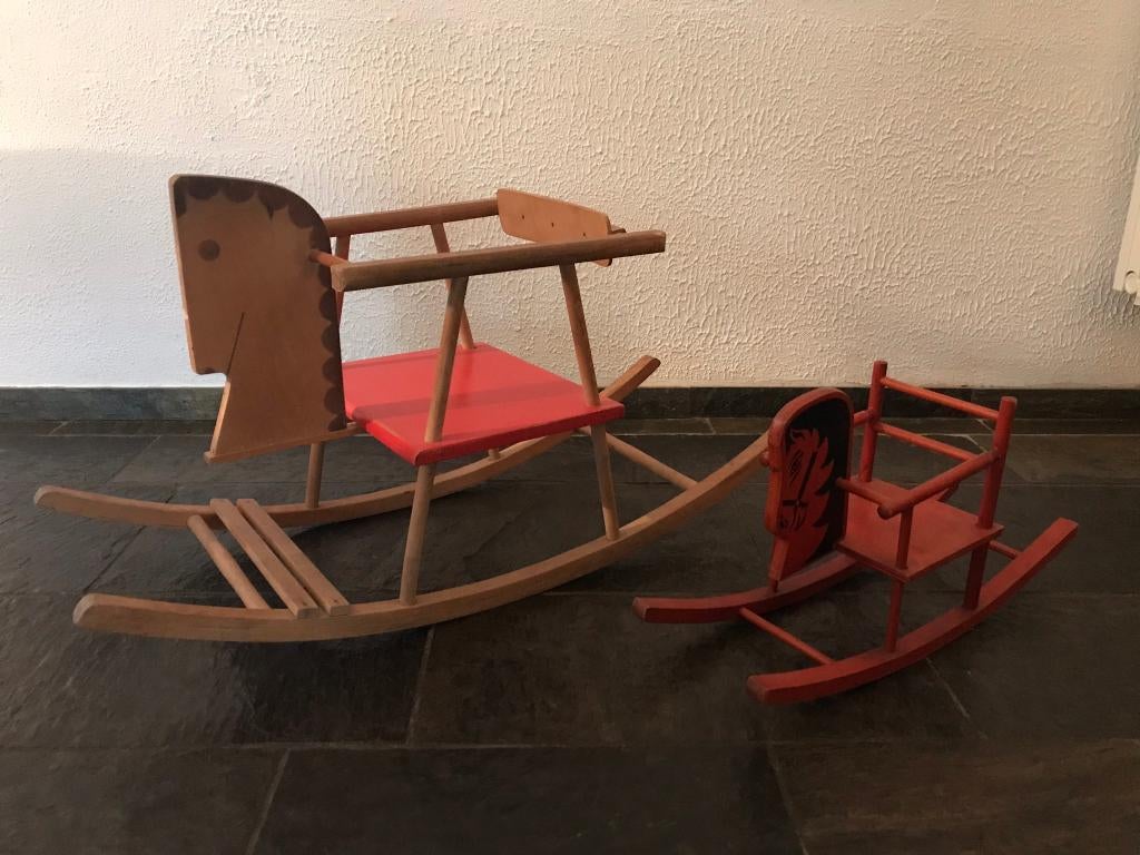 Oude vintage hobbelpaarden voor kind en pop, Antiek en Kunst, Ophalen