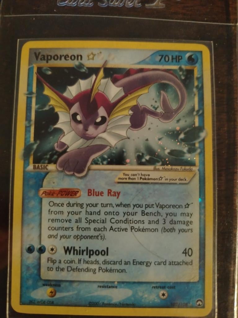 Vaporeon Pokémon Kaart - Holo Rare - EX Team Rocket Returns, Ophalen of Verzenden, Gebruikt, Losse kaart, Foil