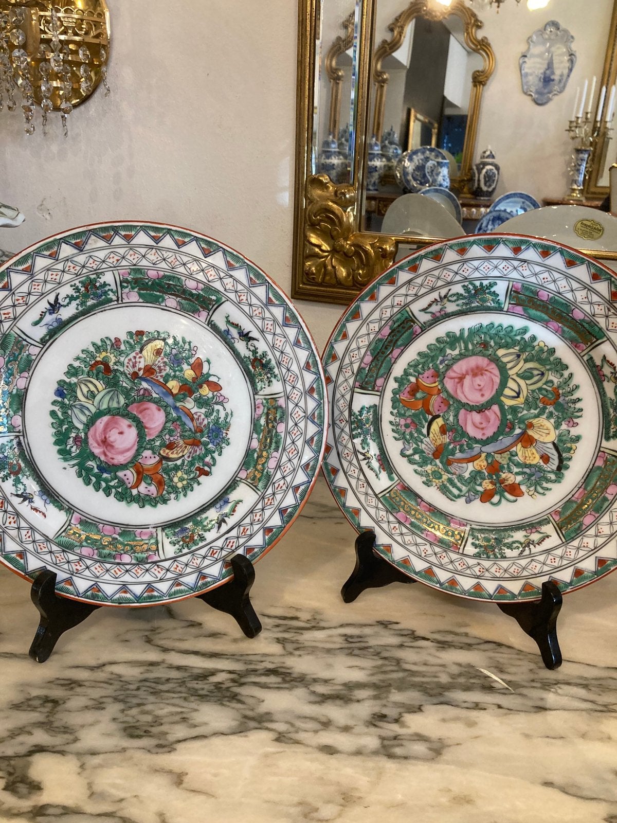 Paar oude Chinese borden 26 cm doorsnee, Antiek en Kunst, Ophalen