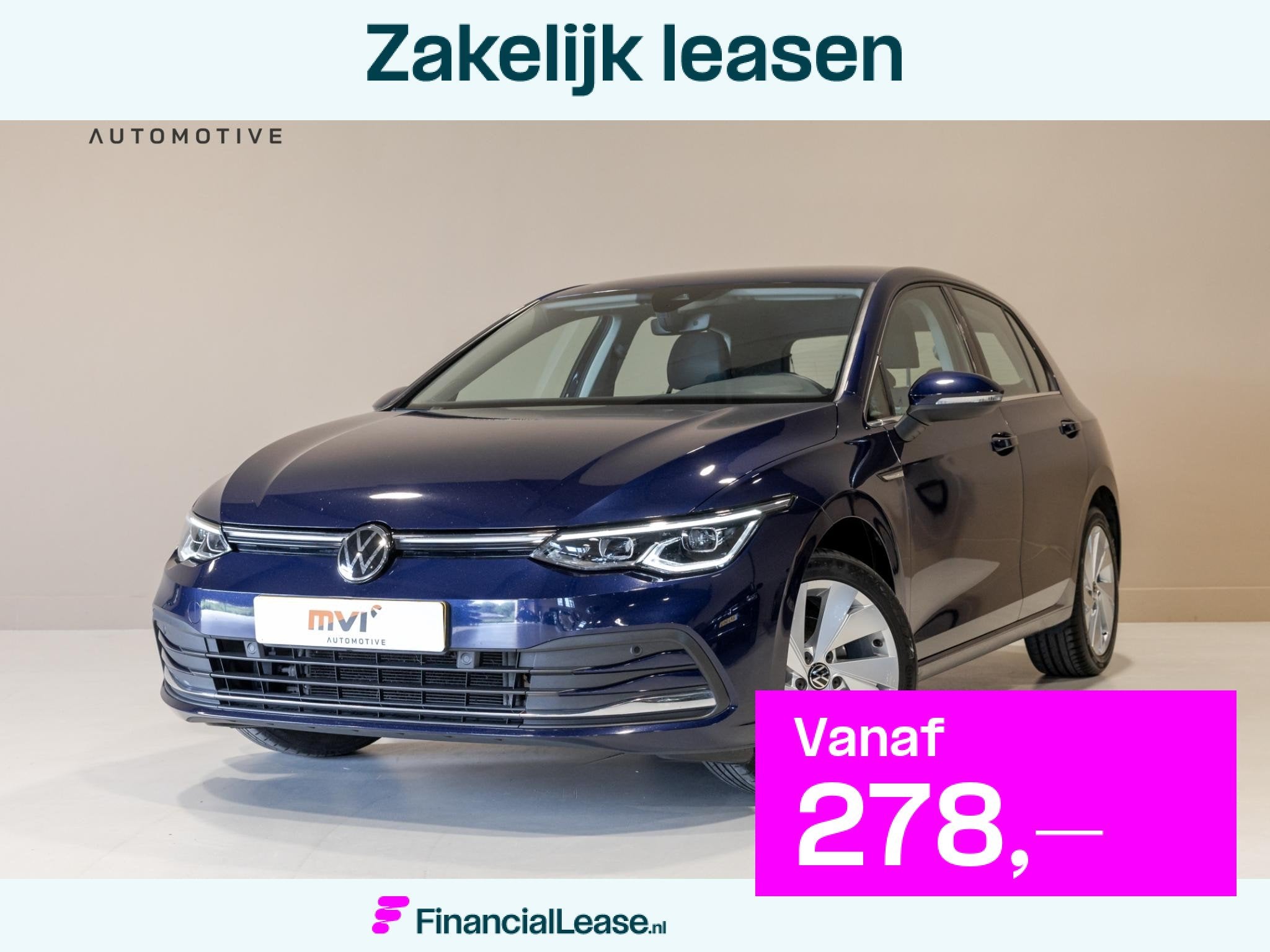 Volkswagen Golf 1.5 eTSI Business+ 150pk / Dodehoek detectie, 4 cilinders, Blauw, Velours, Geheel digitaal combi-instrument