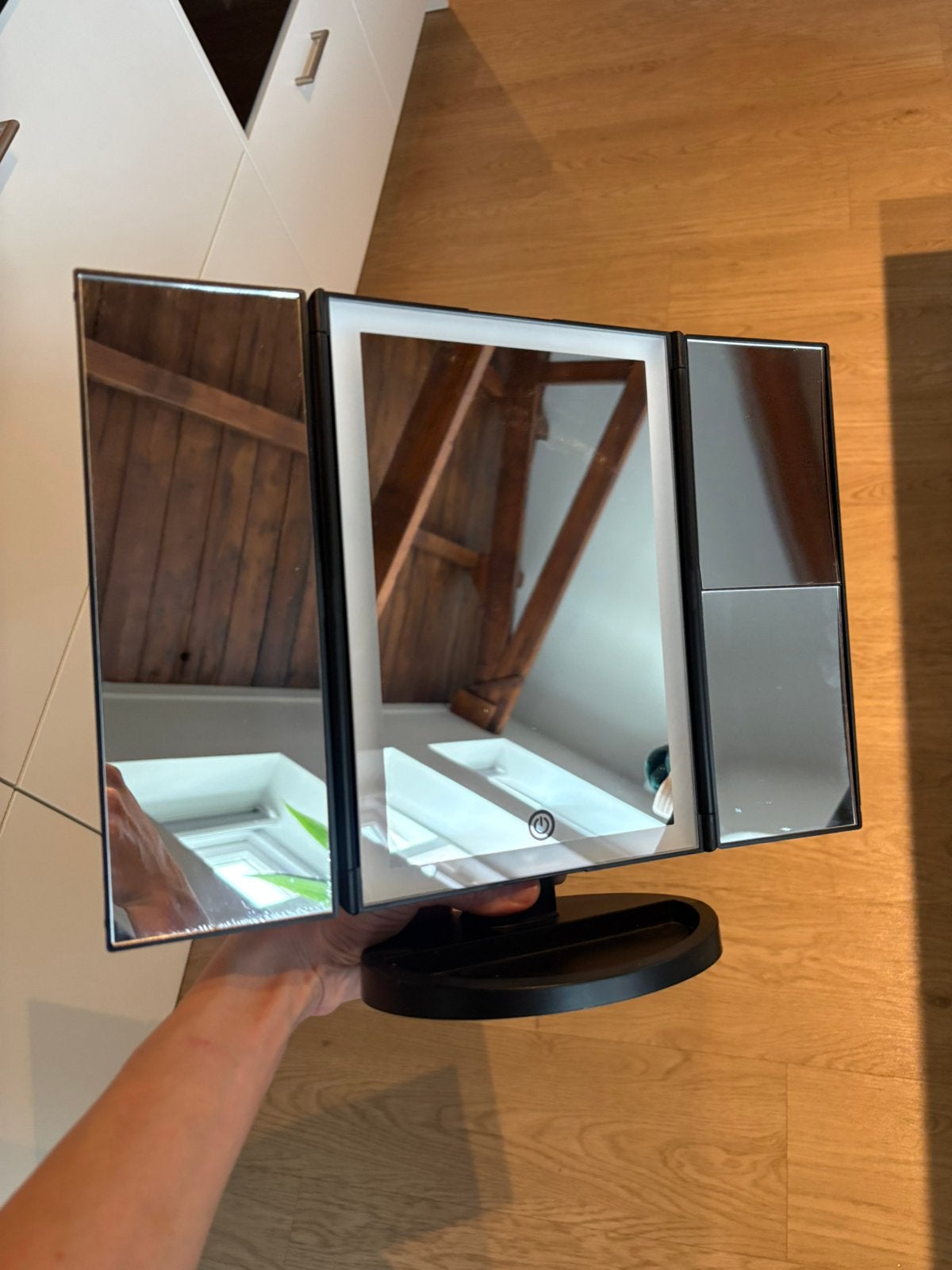 Small portable mirror with lights, Huis en Inrichting, Woonaccessoires | Spiegels, Ophalen, Minder dan 50 cm, Zo goed als nieuw