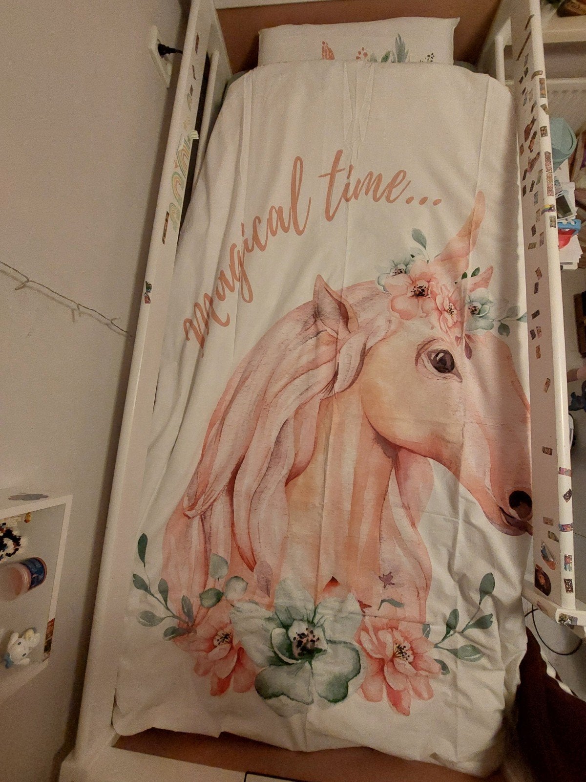 Supermooi dekbedobertrek Eenhoorn Unicorn 1 persoons, Zo goed als nieuw, Dubbelzijdig, Verzenden, Meisje