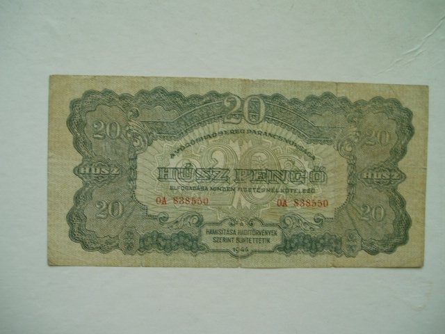 1197. Hongarije, 20 pengo 1944 WW II., Verzenden, Hongarije, Los biljet